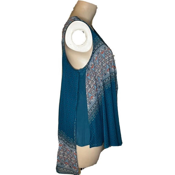 C EST 1946 Womens Sleeveless Shift Blouse Top Teal Sheer Layer Plus Size 18/20W - Picture 2 of 12